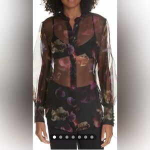 NWT Equipment Boleyn Floral Sheer Silk Shirt